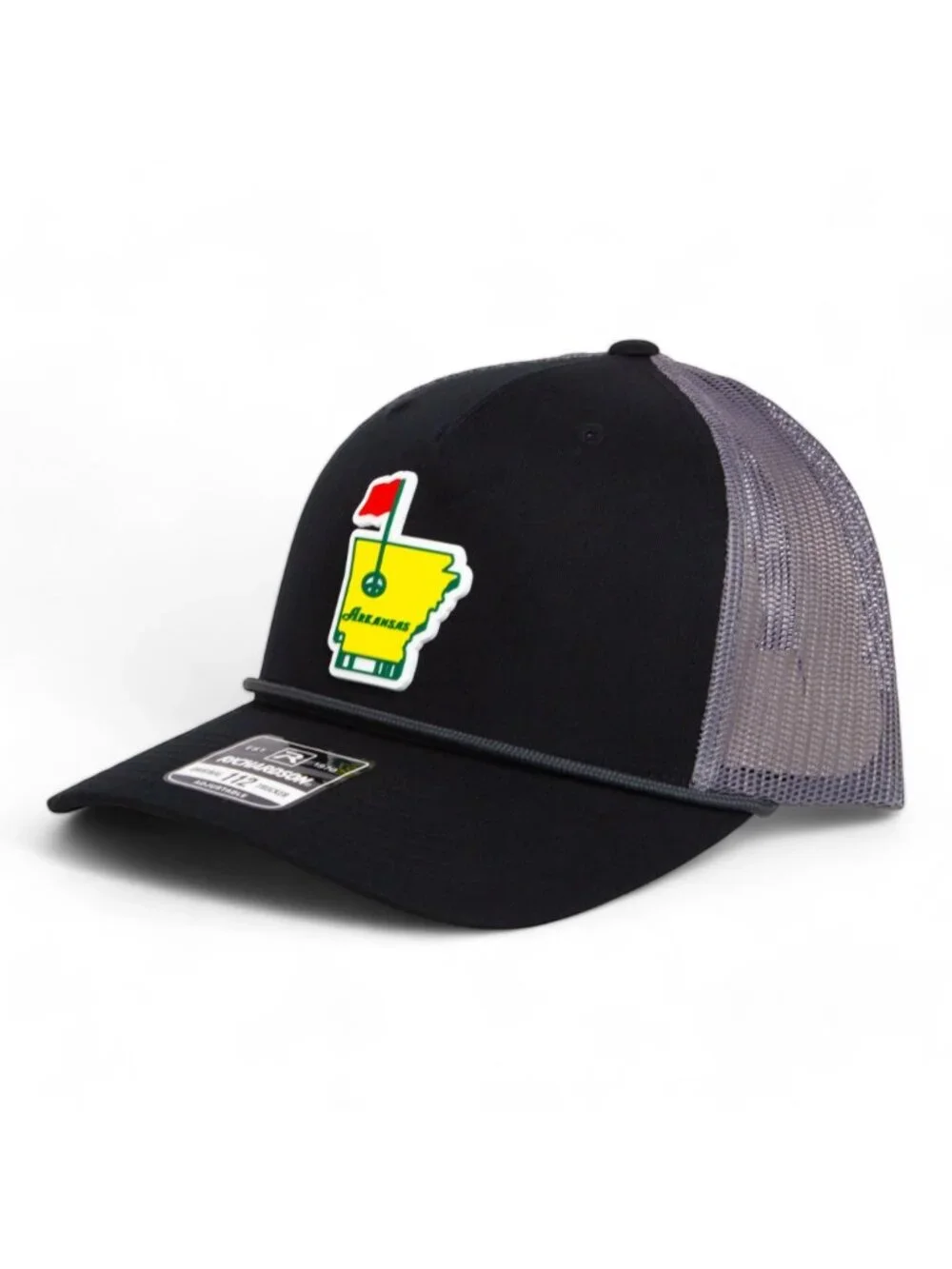 Arkansas Masters Golf 3D Snapback Trucker Rope Hat- Black/ Charcoal